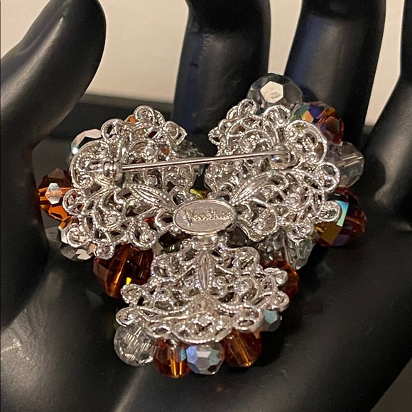 Vintage Vendome Faceted Glass Bead & Aurora Borealis Cluster Brooch - Picture 6 of 7